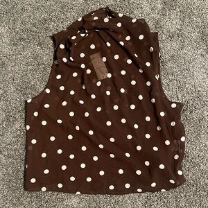 Brown Polka Dot Sleeveless Top